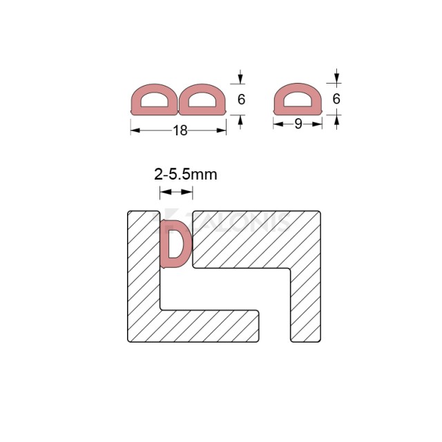 BROWN ADHESIVE RUBBER "D" SHAPE FOR DRAUGHT EXCLUDER